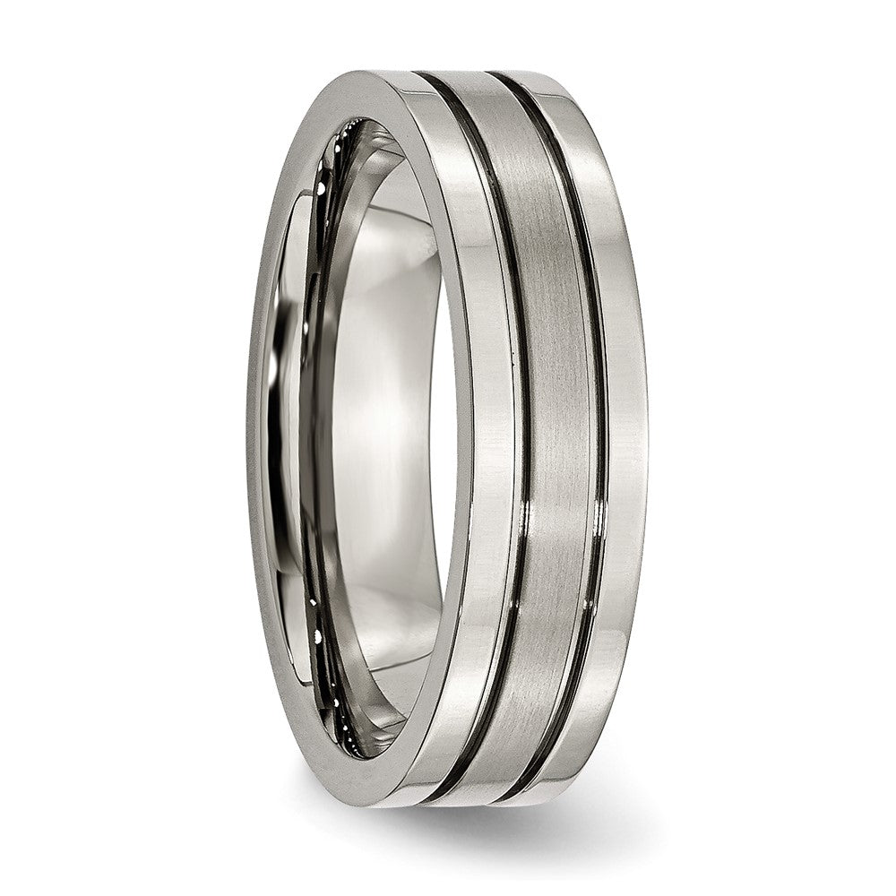 Titanium Brushed Center 6mm Grooved Band Size - 8