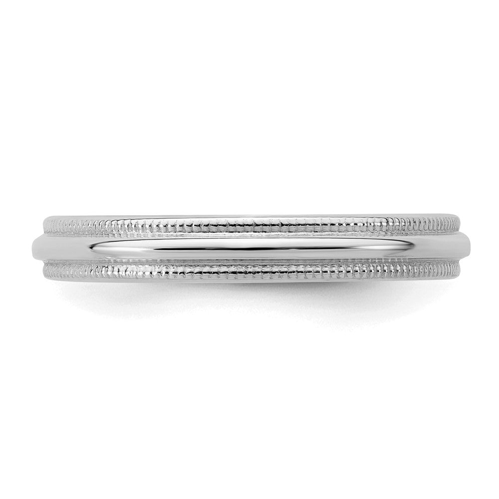 Sterling Silver Rhodium-plated 3mm Half Round Milgrain Size 5.5 Band