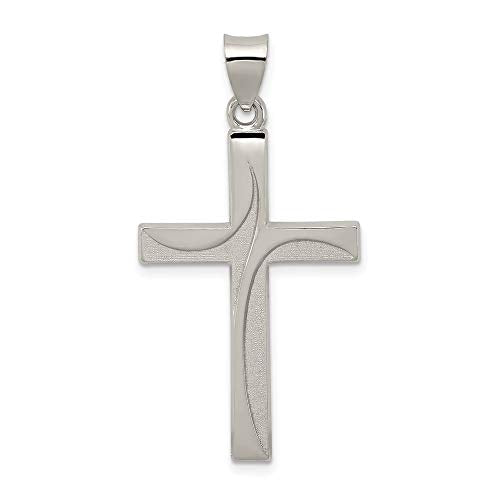 Sterling Silver Textured, Brushed and Polished Latin Cross Pendant