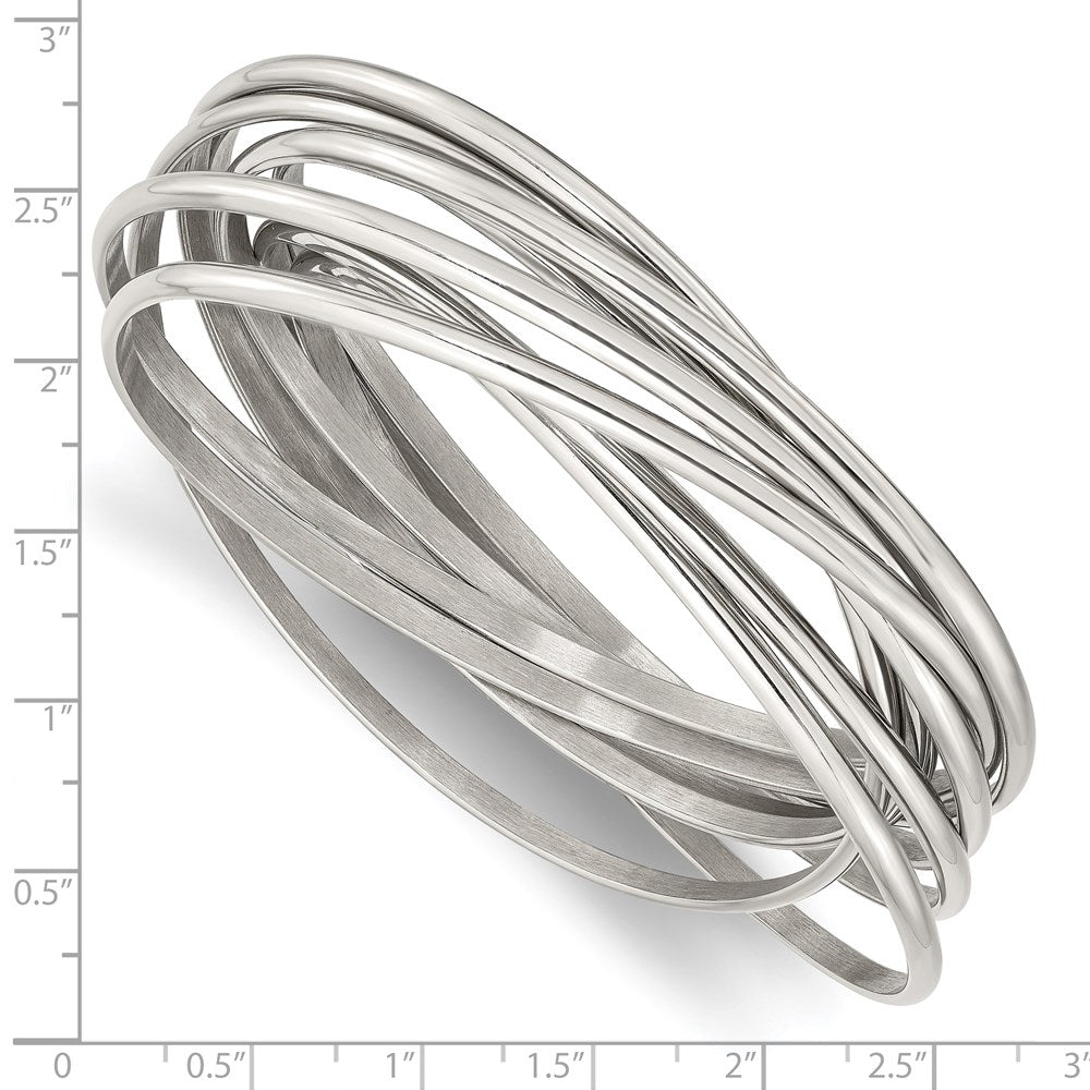 Stainless Steel Polished Intertwined Bangle Bracelet 8 inches