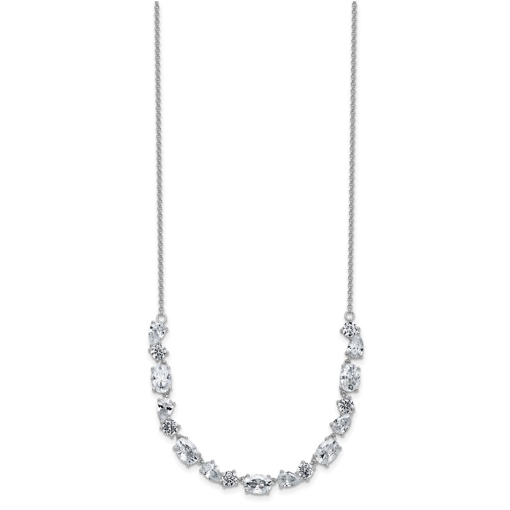 Cheryl M Sterling Silver Rhodium-plated Polished Fancy CZ Necklace 18 Inches