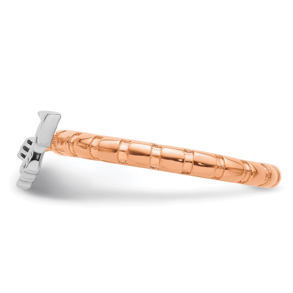 Sterling Silver Stackable Expressions Rose Gold & Rhod-plate Arrow Ring