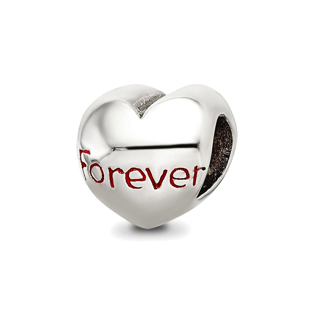 925 Sterling Silver Polished Reflections Forever Love Heart Bead Charm 7.27x8.18mm Wide Pendant Necklace for Women