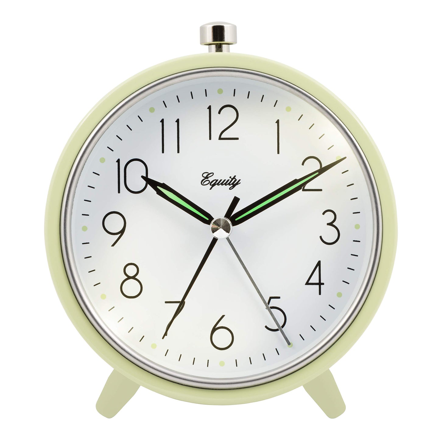 Equity 20090 5-Inch Silent Sweeping Quartz Metal Alarm Clock, Light Green