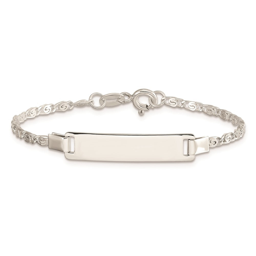 Sterling Silver Polished Engraveable Children's ID Bracelet 6 inches