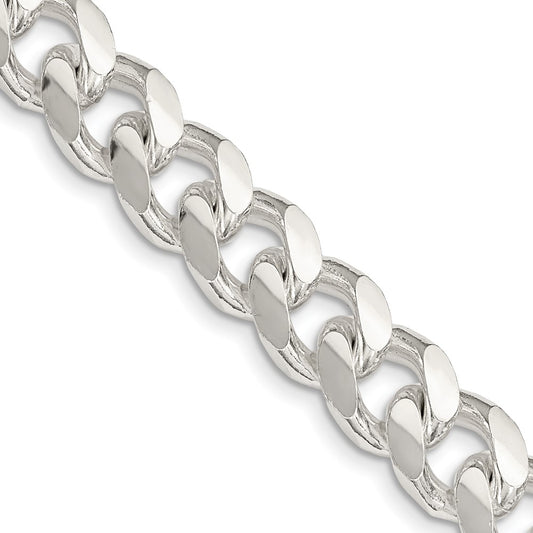 Sterling Silver 10.5mm Domed w/ Side D/C Curb Chain 26 Inches