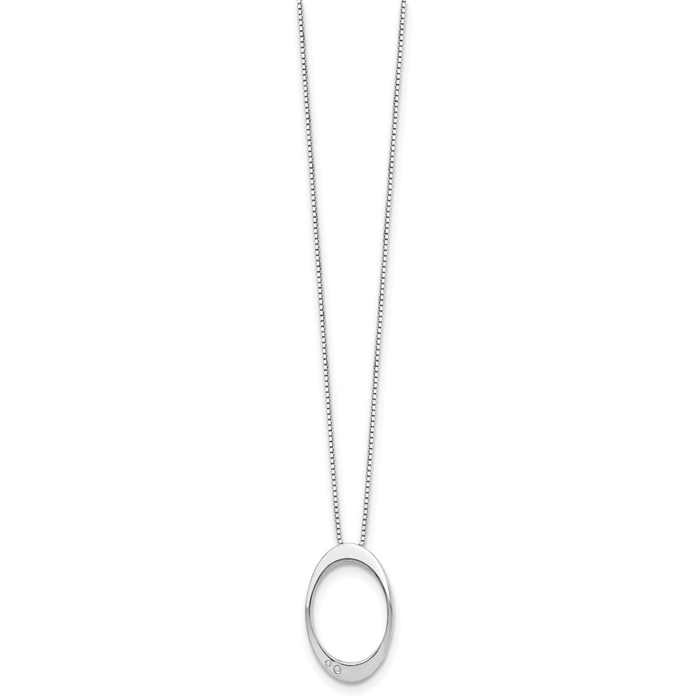 White Ice Sterling Silver Rhodium-plated 18 Inch Diamond Open Oval Necklace with 2 Inch Extender 18 Inches