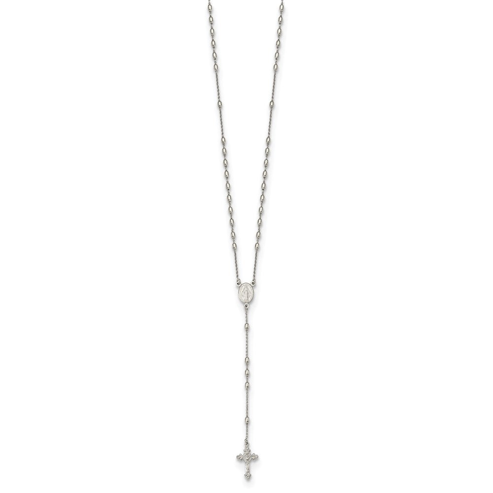 Sterling Silver Beaded Rosary18 inch Necklace with1.25 inch extension 18 Inches