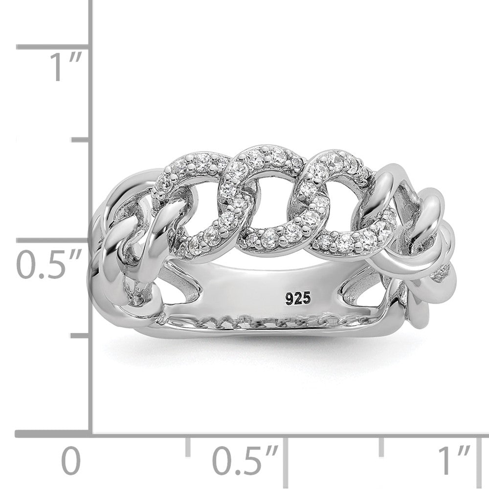 Sterling Shimmer Sterling Silver Rhodium-plated CZ 30 Stone Size 7 Link Circles Ring