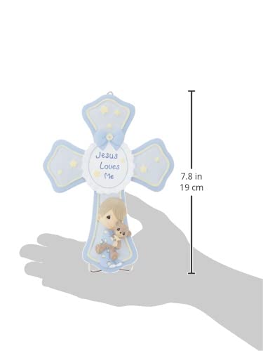 Jesus Loves Me, Boy, Resin Cross With Stand