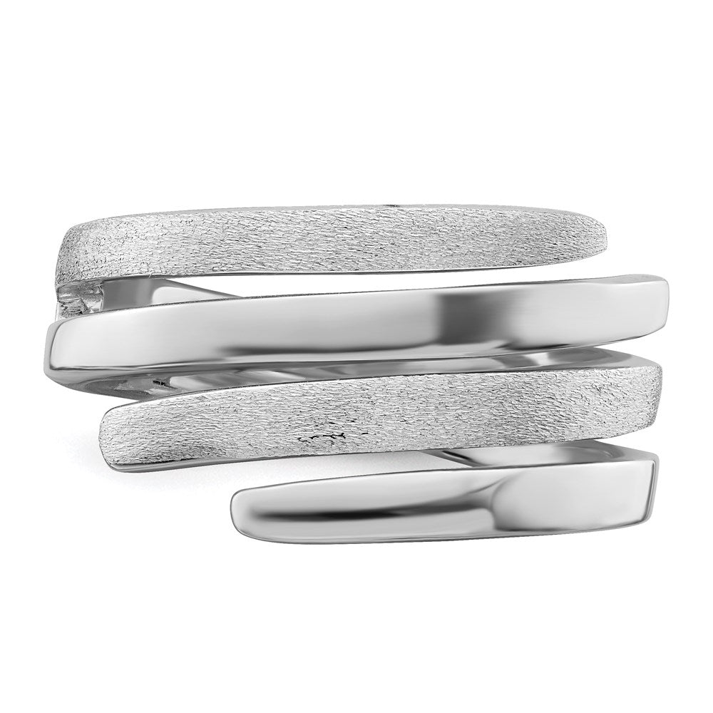 Sterling Silver Rhodium-plated Polished and Brushed Ring