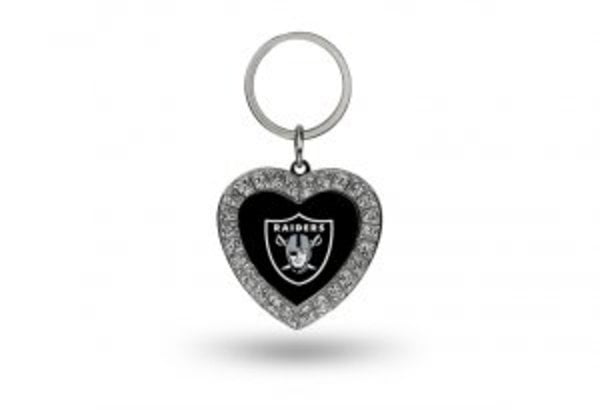 Rico Industries Oakland Raiders Bling Rhinestone Heart Keychain