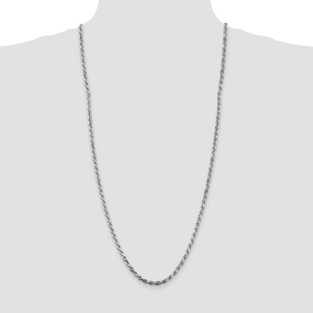 Sterling Silver Rhodium-plated 3.75mm Diamond-cut Rope Chain 30 Inches