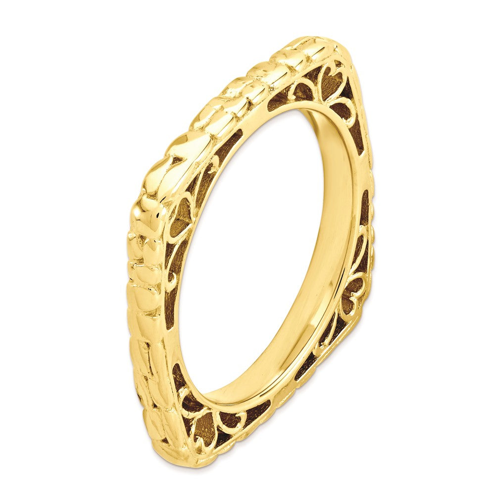 Sterling Silver Stackable Expressions Polished Gold-plate Square Ring