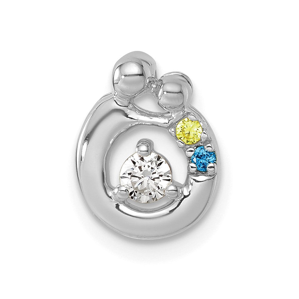 14k WG 2 Birthstone and Dia Mother/Child Chain Slide Semi-mount