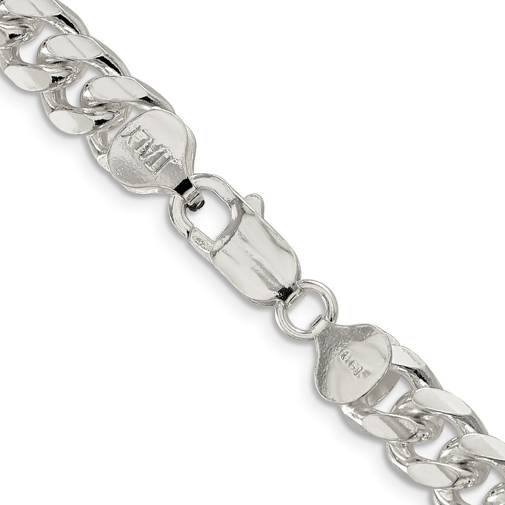 Sterling Silver 8.5mm Domed w/ Side D/C Curb Chain 24 Inches