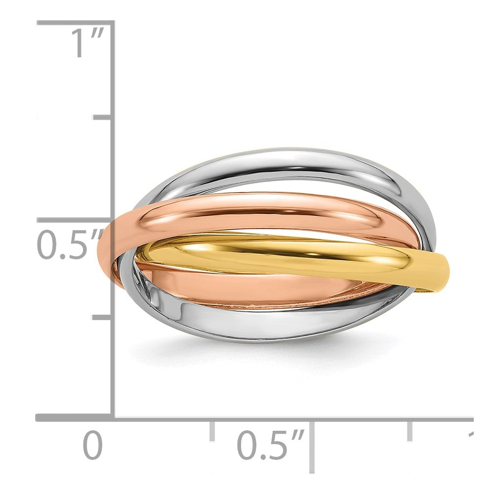 10k Tri-color Polished Rolling Ring