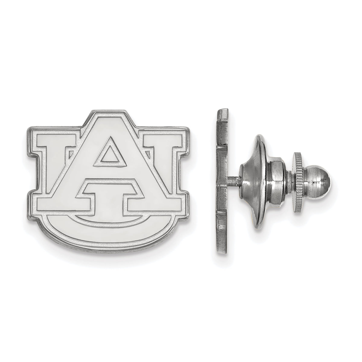 LogoArt Sterling Silver Rhodium-plated Auburn University Lapel Pin