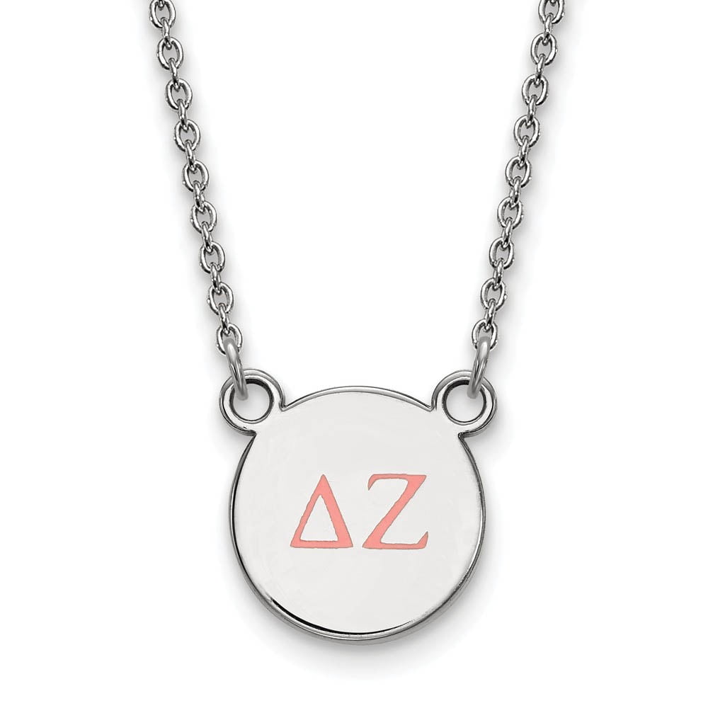 Sterling Silver 18in Official Licensed Greek Sororities Delta Zeta (??) XS Enamel Pendant w/Necklace