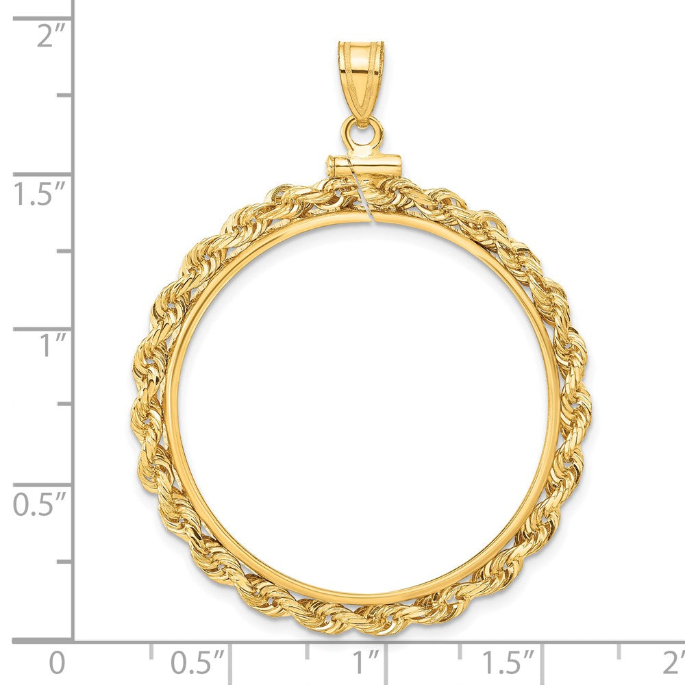 Wideband Distinguished Coin Jewelry 14k Polished Rope 32.0mm x 2.85mm Screw Top Coin Bezel Pendant