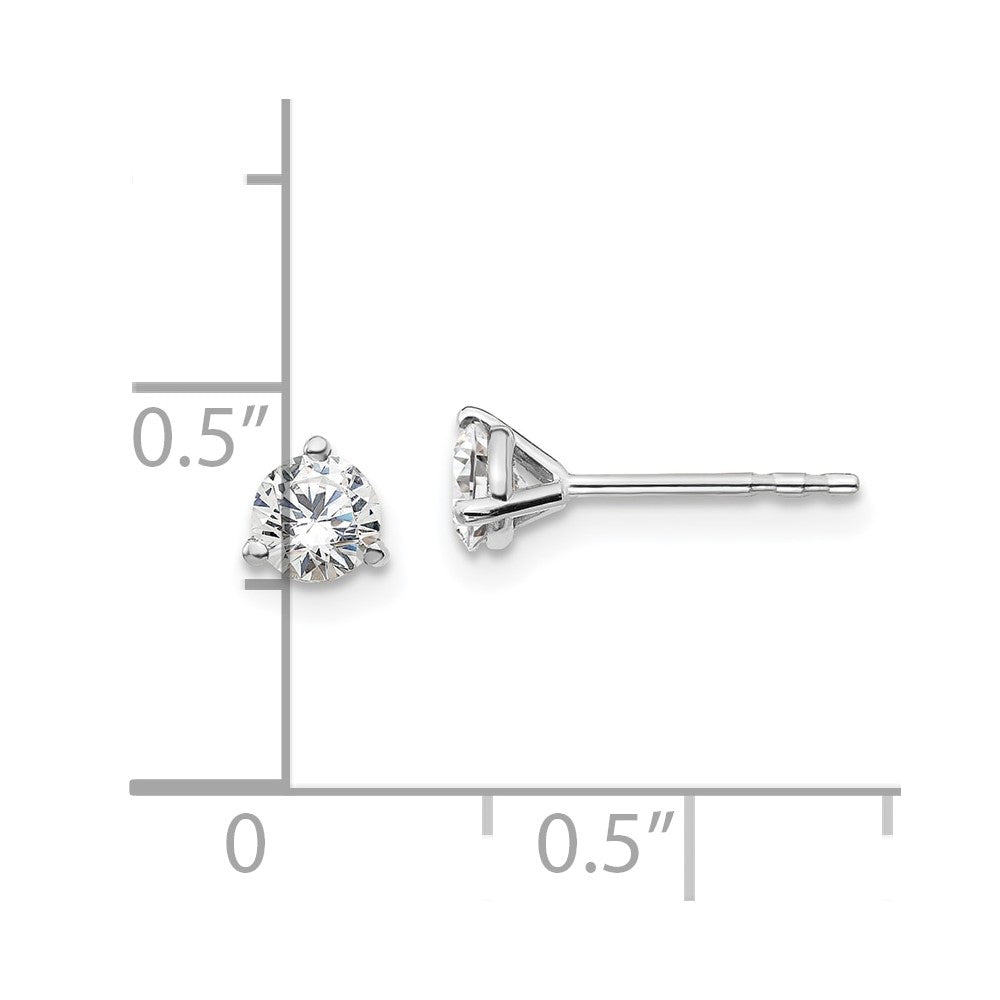 14k White Gold 1/2 ctw Lab Grown Diamond VS+ F+ Round 3 Prong Heavy Wt. Stud Earrings