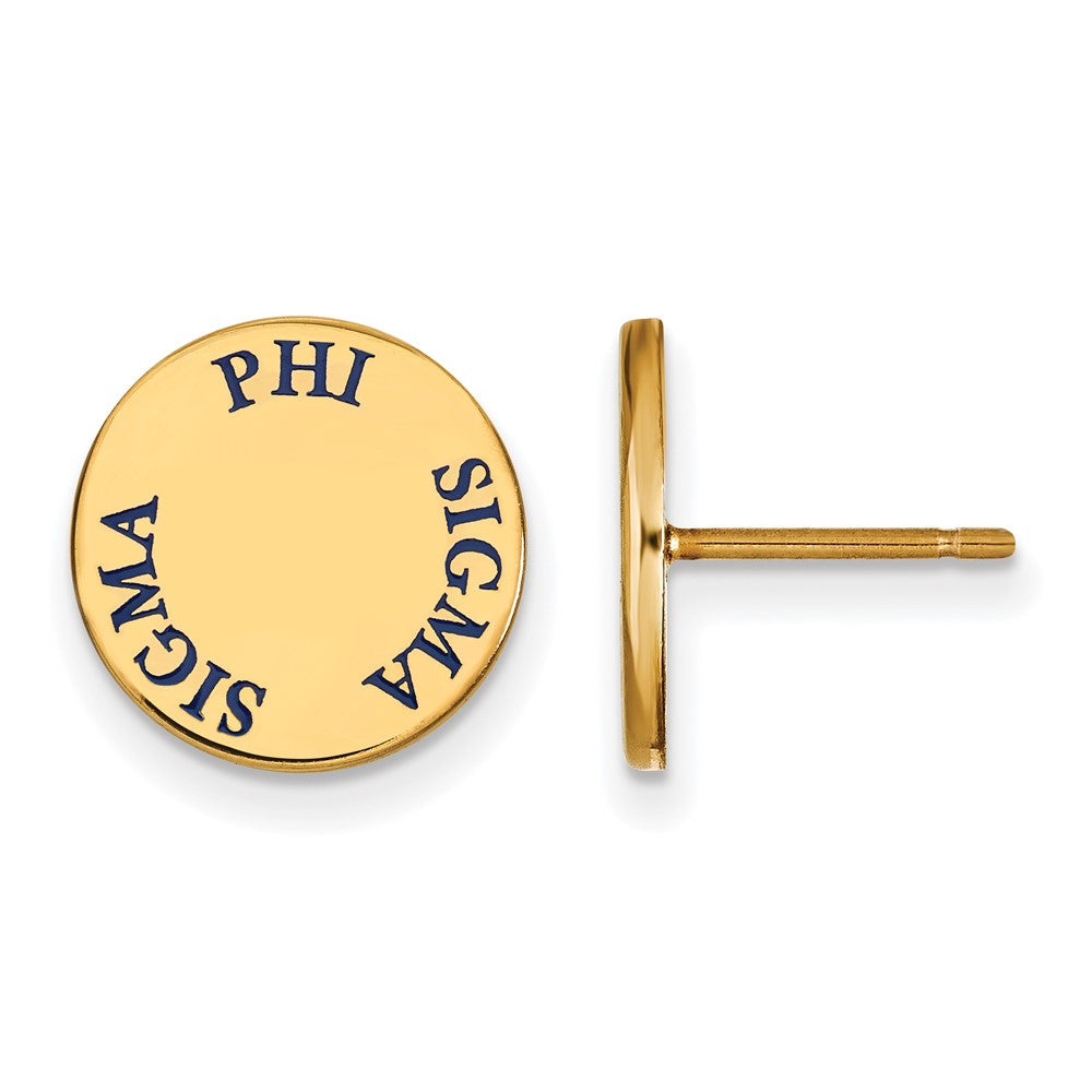 Sterling Silver Gold-plated LogoArt Phi Sigma Sigma Sorority Text Color Enamel Post Earrings