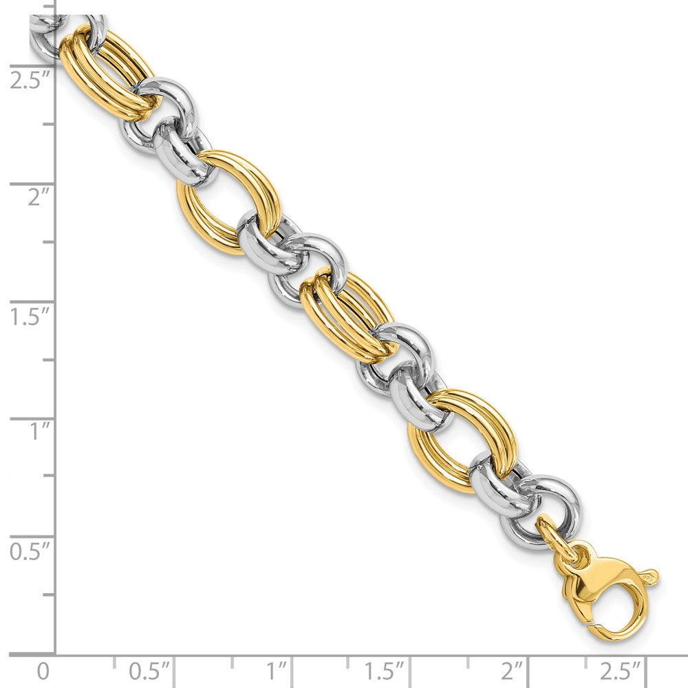 14K Two-tone Polished Link Bracelet 7.5  inches
