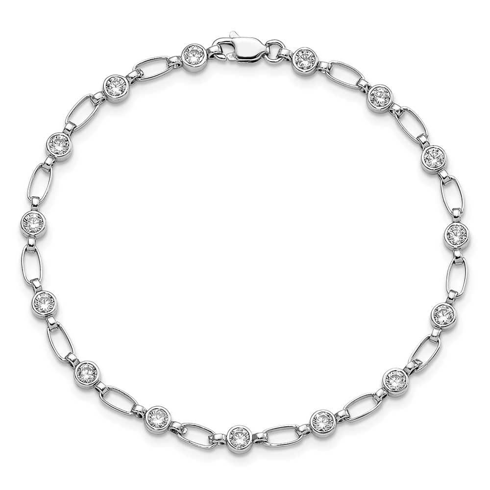 Sterling Silver Rhodium-plated Polished CZ Bracelet 7 inches