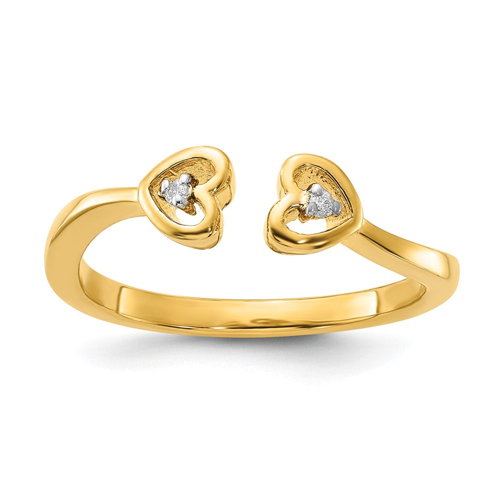 Sterling Silver Gold-tone Polished Diamond Hearts Ring
