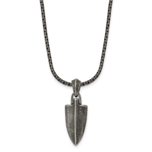 Stainless Steel Antiqued and Polished Arrow 28in Necklace