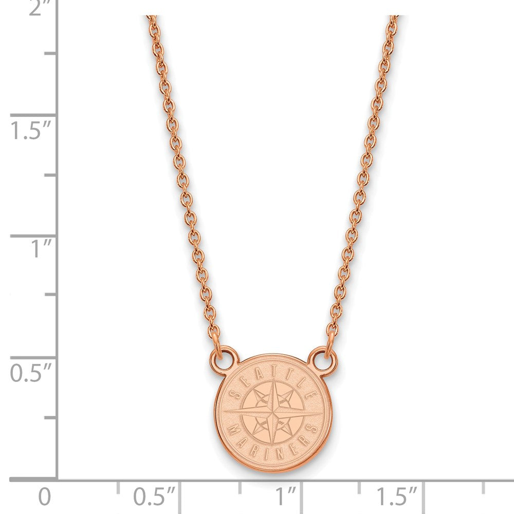 Sterling Silver Rose Gold-plated MLB LogoArt Seattle Mariners Small Pendant