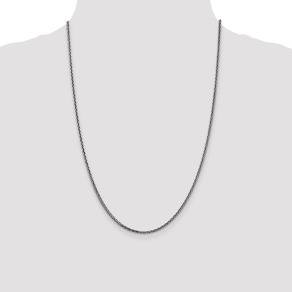Sterling Silver Antiqued 2.2mm Solid Square Spiga Chain 24 Inches