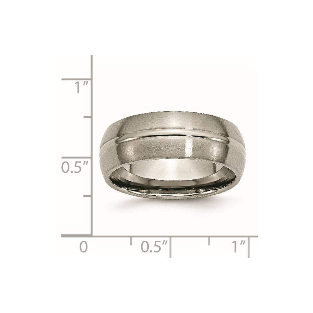 Titanium Brushed Center 8mm Grooved Band Size - 9.5