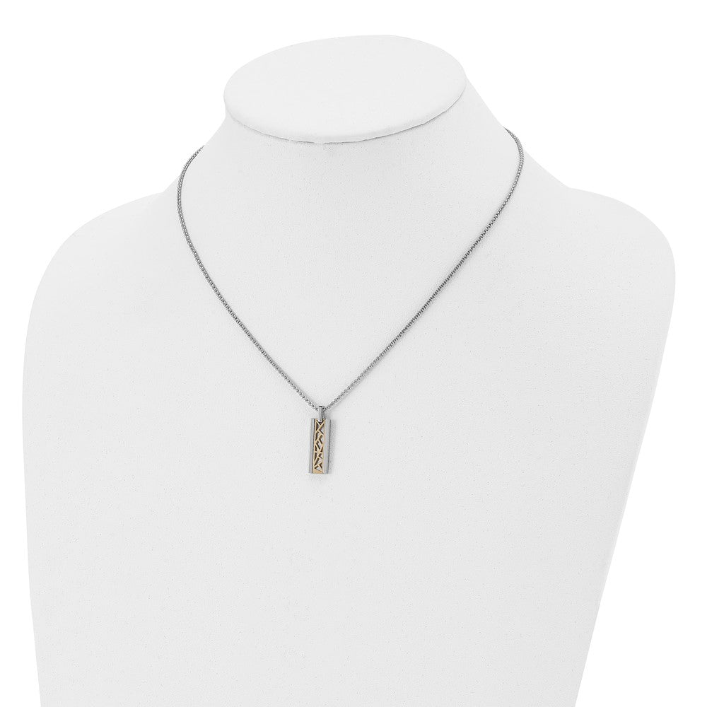 Stainless Steel Polished Yellow IP-plated Center Rectangle 16in Necklace