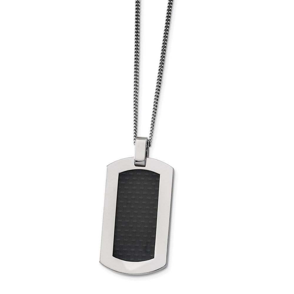 Titanium Polished w/Black Carbon Fiber Inlay 24in Necklace
