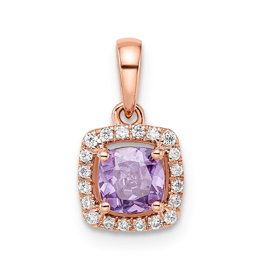 SS ANT Amethyst and Diamond Pendant w/ chain
