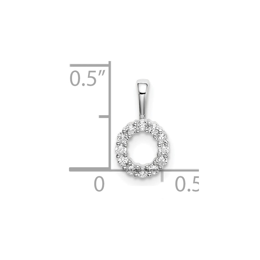 14k White Gold 1/8 carat Lab Grown Diamond VS/SI+ G+ Letter O Intitial Pendant