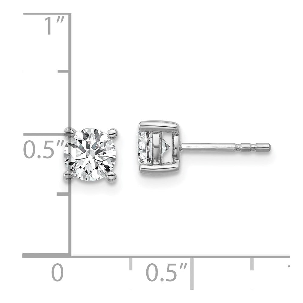 14k White Gold 1 ctw Certified Lab Grown Diamond VS/SI+ G+ Round 4 Prong Heavy Wt. Stud Earrings