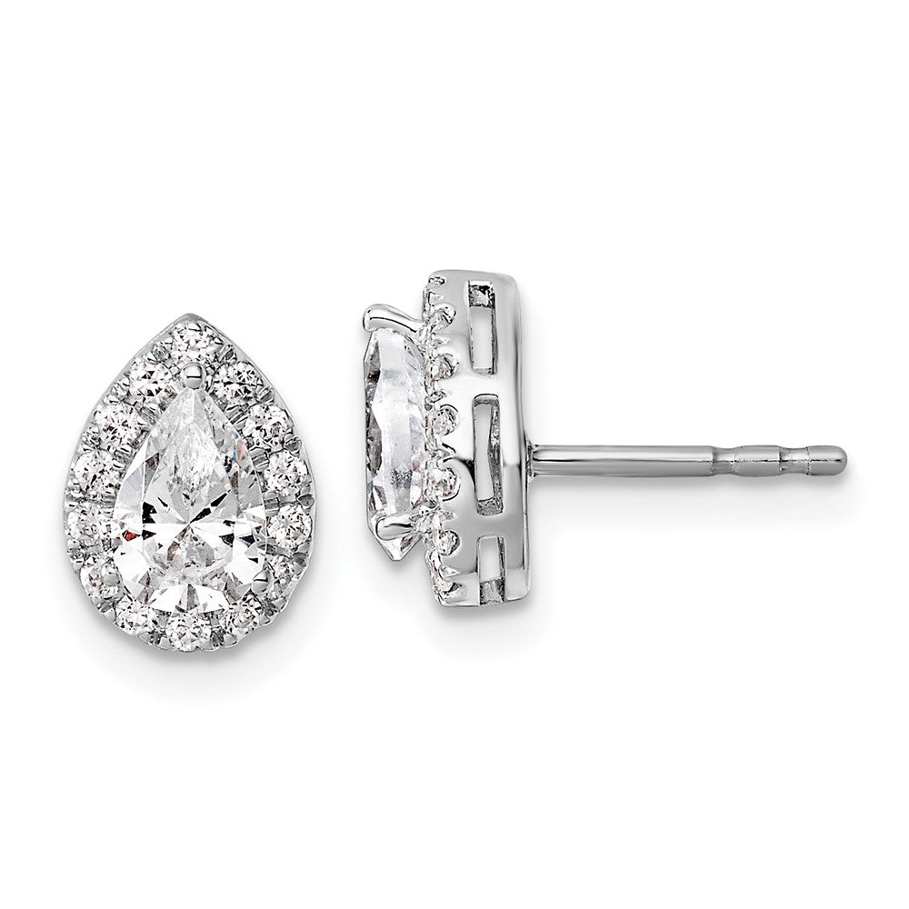 14K White Gold 1/4 Carat Lab Grown Diamond VS/SI+ G+ Semi-Mount Pear Halo Earrings