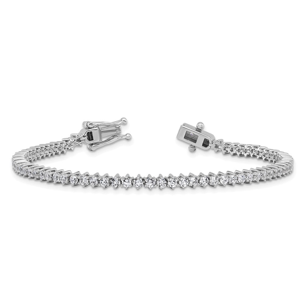 Cheryl M Sterling Silver Rhodium-plated Polished CZ Tennis Bracelet 7.25 inches