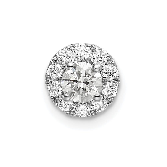 14k White Gold 1/2 carat Lab Grown Diamond VS/SI+ G+ Round Halo Chain Slide Pendant