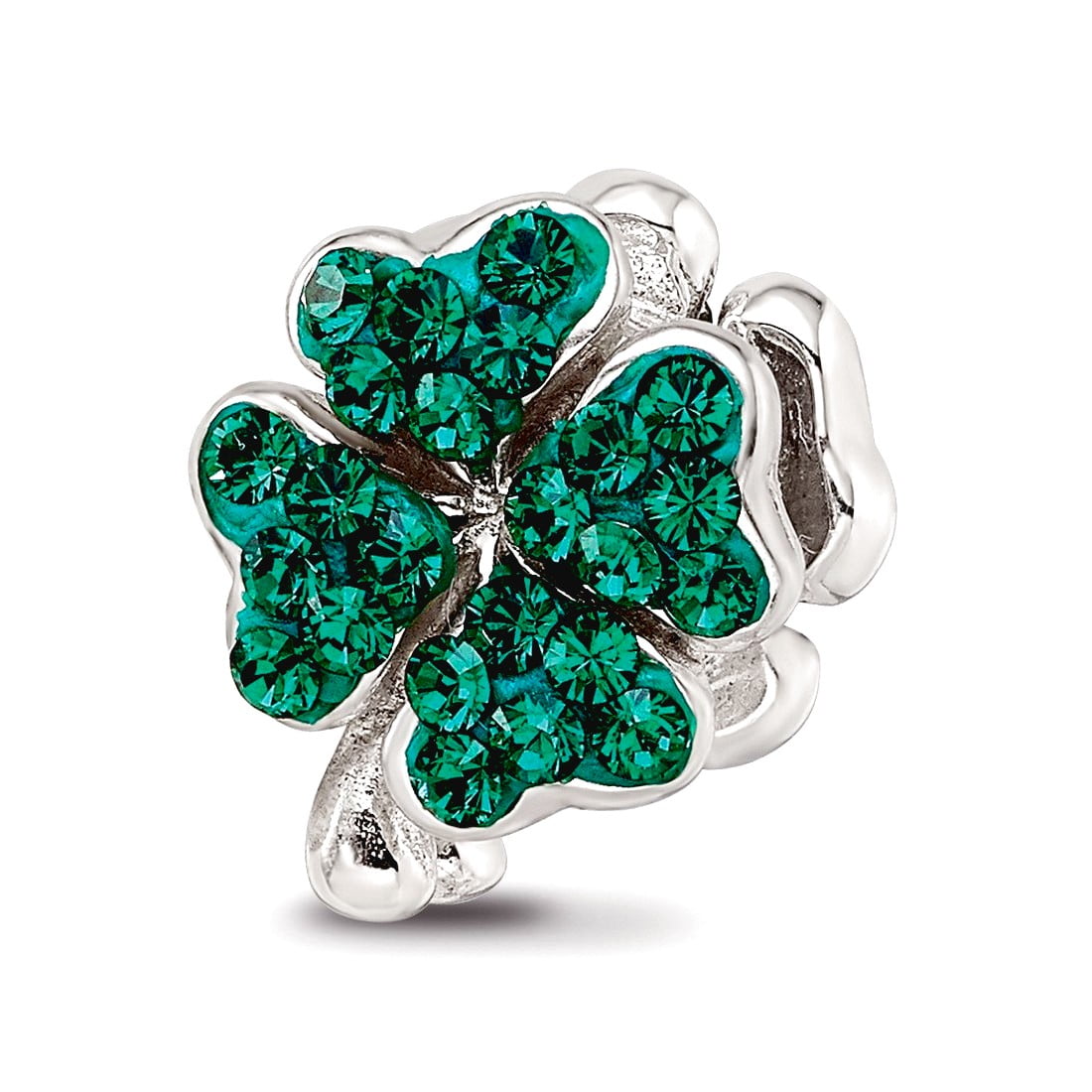 Sterling Silver Reflections Green Preciosa Crystal Clover Bead