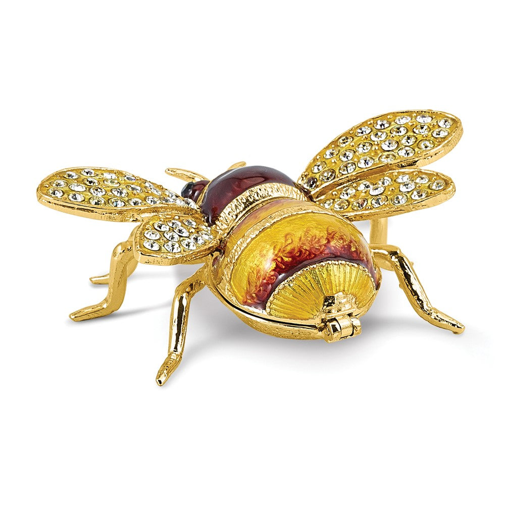 Luxury Giftware by Jere Bejeweled POLLINATOR Bee Trinket Box with Matching 18 inch Necklace