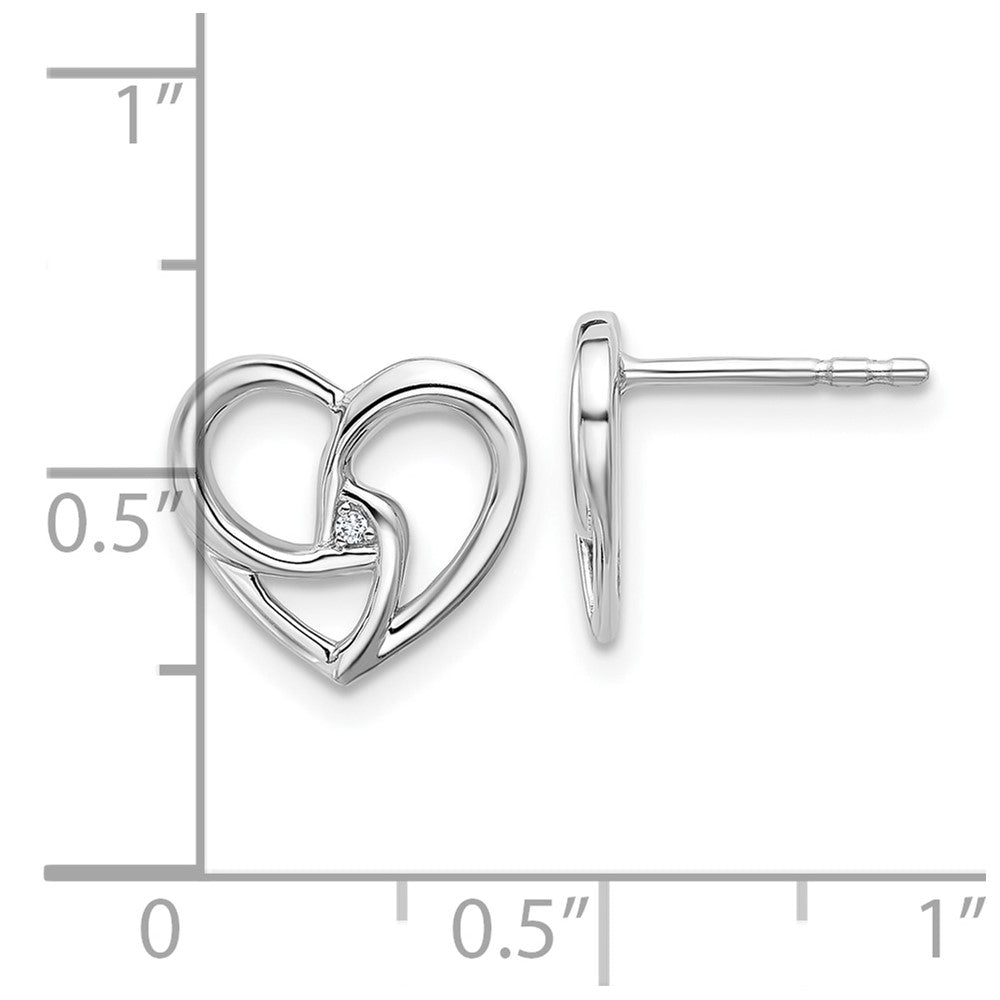White Ice Sterling Silver Rhodium-plated Diamond Fancy Heart Post Earrings