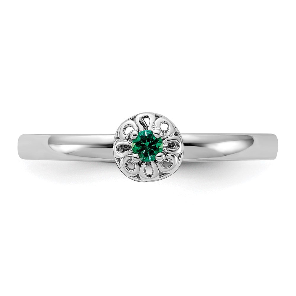 Sterling Silver Stackable Expressions Created Emerald Ring
