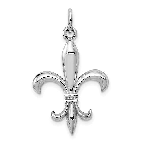 14k White Gold Hollow Fleur De Lis Charm