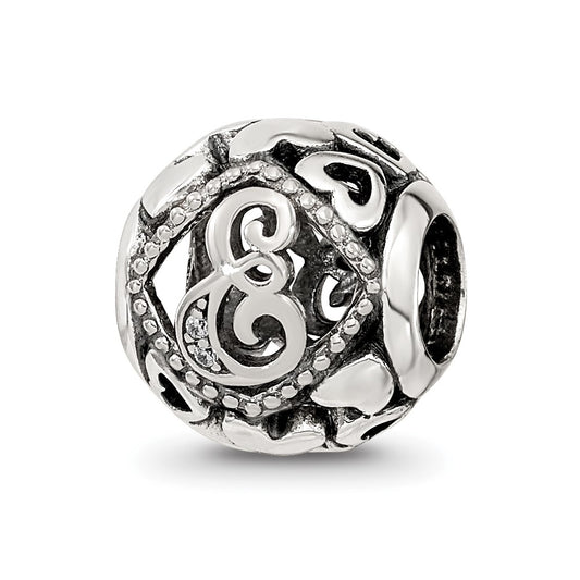 Sterling Silver Reflections CZ Letter E Bead