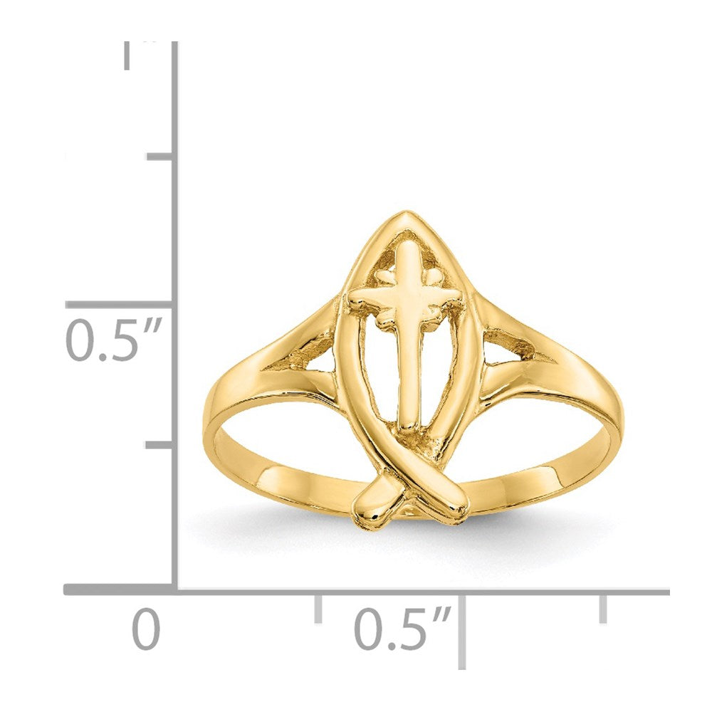 14k Ichthus w/Cross Ring Size 6