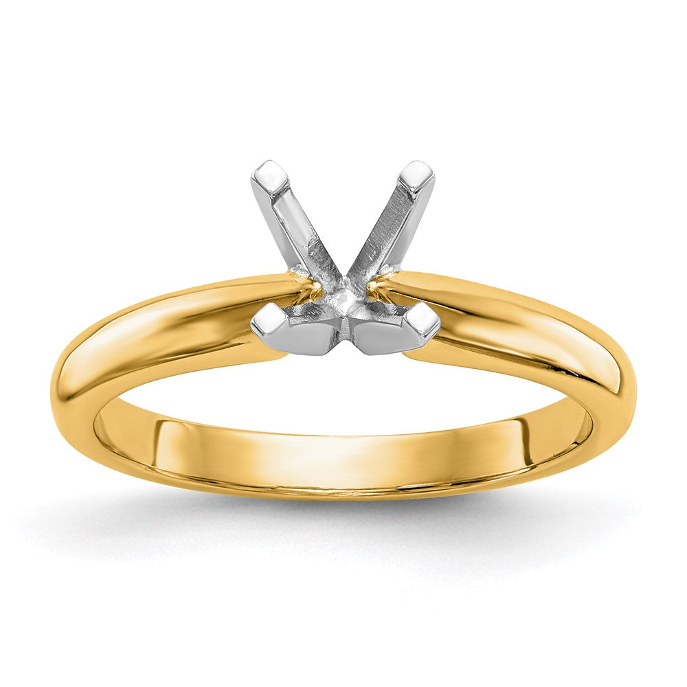 14k Two-Tone 1 carat Medium-Weight Knife Edge/Half-Round 4-Prong Round Solitaire Ring Mounting