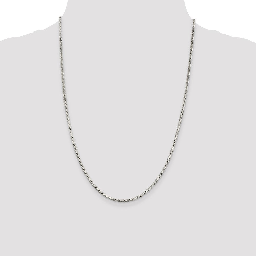 Sterling Silver 2.5mm Flat Rope Chain 24 Inches